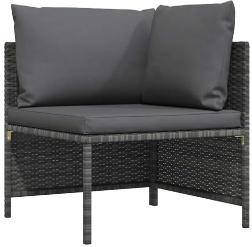 Keeushr Modulares Ecksofa mit Kissen Grau Poly Rattan Gartenmöbel Outdoor Sofa Eckteil Lounge Set mit abnehmbaren Polstern und wetterfestem Gestell