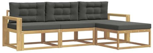 vidaXL Outdoor-Sofagarnitur 4 pcs Weiß und Anthrazit Polyester, Moderne Garten-Sofagarnitur, wetterfest, Bequeme Loungemöbel, stylische Sitzmöglichkeiten für den Hof