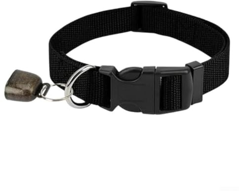 Collier de chèvre réglable avec clochette, sangle de cou en nylon pour moutons, bovins, chevaux, harnais de sécurité pour pâturage de petite à grande taille (noir)