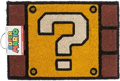 Super Mario Felpudo QUESTION Mark Block, Vinilo, Multicolor, 40 x 60 cm