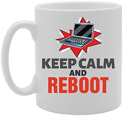 MG3862 Geeky - Keep Calm and Reboot Novelty Gift Printed Tea Coffee Ceramic Mug