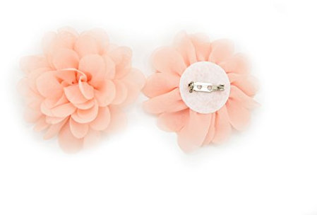 PrettyBoutique 7cm Chiffon Flower Brooch Corsage Safety Pin Dress Hat Bag Decoration Accessories (Peach)