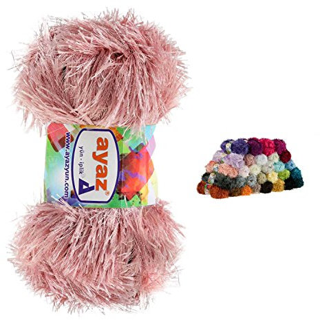 maDDma 100g Strickgarn Yumos Fransenstrickgarn Strickwolle, Farbauswahl, Farbe:1275 altrosa