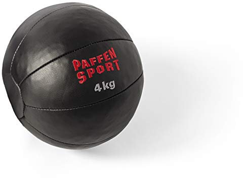 PAFFEN SPORT Star Medizinball aus Leder – schwarz – 4 kg