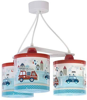 Dalber kinderlampe Pendelleuchte Hängelampe 3 Lichter Police Autos Polizei, Blau