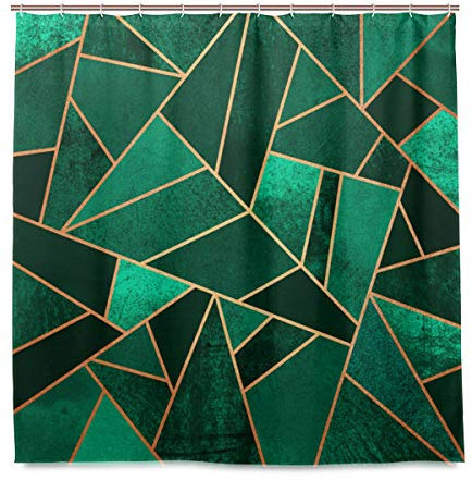 Rideau de douche en polyester avec œillets antirouille Vert émeraude 183 x 183 cm