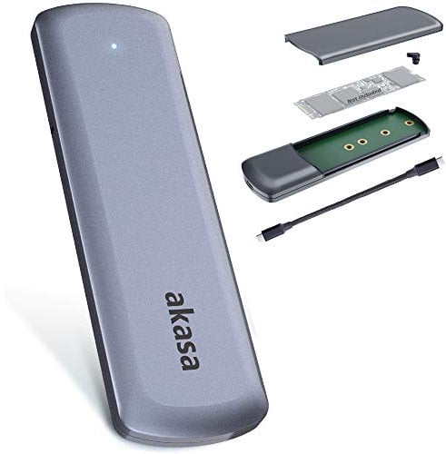 Akasa Portable M.2 SATA / NVMe SSD to USB 3.2 Gen 2 Aluminium Enclosure | Tool-Free SSD External Enclosure | 10Gbps Transfer Rate | Tech for Techs Recommended | Space Grey | AK-ENU3M2-05