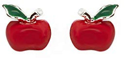 URBAN SHe° Ohrstecker aus 925er Sterlingsilber mit rotem emailliertem Apfel