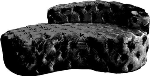 Casa Padrino Luxus Chesterfield Samt Chaiselongue Wohnzimmer Möbel - Chesterfield Möbel, Farbe:schwarz