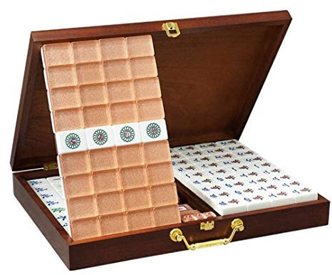 SMSOM Chinesische Mahjong 144 nummerierte Acrylfliesen 1.5Große Goldfliesen mit Tragetasche Complete Mahjong-Spielset - (Mah Jong, Mahjongg, Mah-Jongg, Mah Jongg, Majiang) (Size : 42MM)