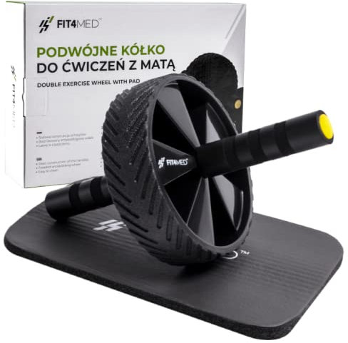 FIT4MED Übungsrad AB Kraftroller Bauchtrainer breiter Ring Übungsmatte inkl