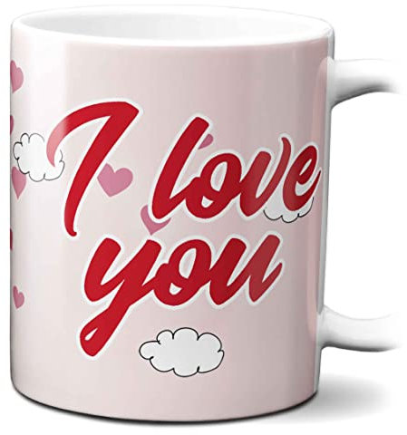STAMPATEK Tazza colazione I Love You Ti Amo Idee regalo san valentino regali san valentino per lui lei Cuoricini, Regalo ragazza, Fidanzati, Anniversario Innamorati