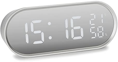 Atlanta Digital-Wecker LED Anzeige mit Radio Temperatur Hygrometer Eckig Silber - 2600