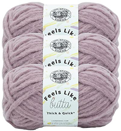 Lion Brand Yarn Feels Like Butta Thick & Quick Super sperriges Garn zum Stricken, 3er-Pack, Woodrose