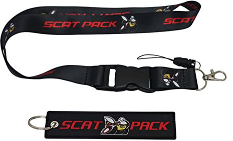 ANGIEHAIE Luex Scat Flying Bee Keychain Tag Silk Lanyard Hel Cat Auto Truck External Challenger SRT RT Accessories Dod!g E Street Racing, Schwarz, Large