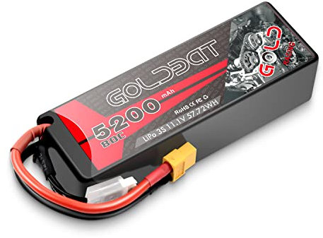 11.1V Lipo Battery 5200 mAh 80C 3S RC lipo battery Hard Case with XT60 Connector for RC Car Airplane Helicopter Boat Buggy Truck Helicopter Airplane Racing Models(1 Pack)