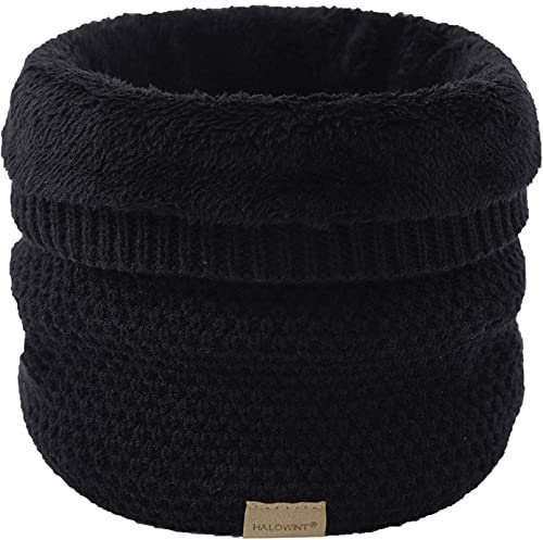 DURINM Hiver Tube Écharpe Femme Chaud Écharpe Cercle Cache-cou Enfant Tour de Cou Écharpe Pour Homme Cache-cou Cache-col Tricoté Homme Femme Écharpe Tube Doublure Polaire Hiver (le noir)