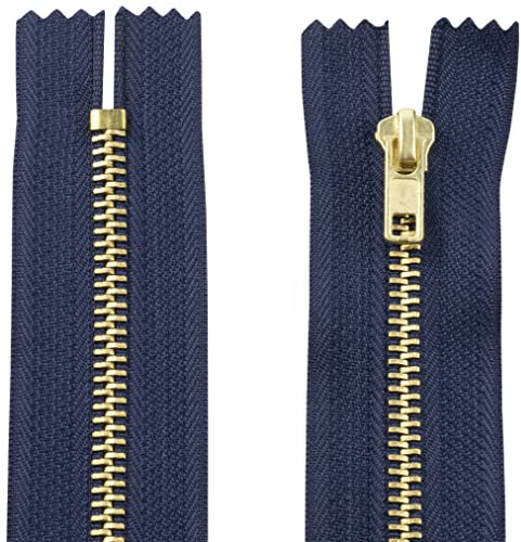 AERZETIX - C61282-2er-Set nicht trennbare Reißverschlüsse 16 cm aus metall - zipper - Farbe dunkelblau - nähzubehör lederwaren etuis röcke kleider hosen kurzwaren