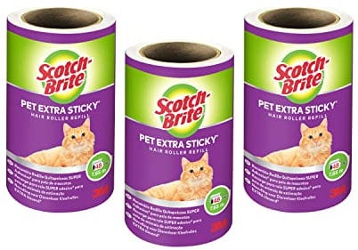 Scotch Brite Recharge pour Rouleau Super Adhésive pour Poils d'animaux, 3 Rouleaux, 48 Feuilles par Rouleau, 144 Feuilles au Total, Blanc