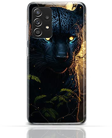 KX-Mobile Handyhülle für iPhone 13 Pro Hülle aus Silikon/TPU für die Rückseite mit Motiv 3533 schwarzer Panther leuchtende gelbe Augen