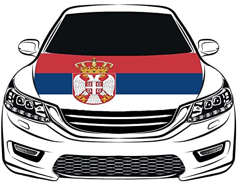 Flagge von Serbien Flaggen Auto Haube Abdeckung 1,5 x 2,1 m 100% Polyester Auto Motorhaube Banner