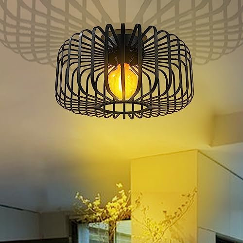 bamyum Vertigo Cage Ceiling Light Ø40 cm 1 flammig, Modern Deckenlampe Schwarz, Küchenlampe Deckenleuchte Schwarz E27, Küchenlampe Deckenleuchte Vertigo Modern, Deckenlampe Wohnzimmer und Schlafzimmer