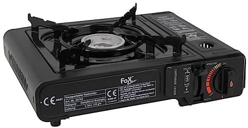 ARMERIAONLINE SINCE 1999 Hornillo de gas de camping portátil negro de doble función antiviento 2300 W para exteriores, picnics, viajes al aire libre
