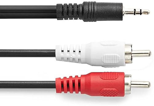 Khudadad 3.5mm Jack Phono RCA Cable to 2 Male RCA Phono Cable Audio Lead Stereo RED WHITE 3m Long
