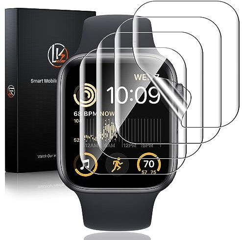 LK 4 Pack Screen Protector for Apple Watch Series 9 8 7 45mm/ Series SE 6 5 4 44mm, High Definition, Bubble Free, Clear Flexible TPU Film, Easy Installation, for iWatch 44/45mm