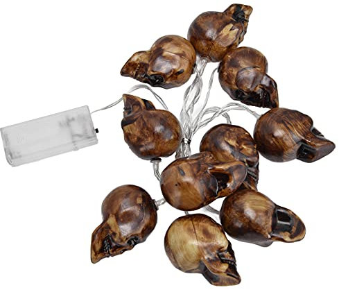 Halloween-Lichterkette, LED-Totenkopf-Lichterkette, 10 LEDs, Schreckliches, Lebensechtes, Batteriebetriebenes Halloween-Licht Für Partys Im Freien, Terrasse, Innen- Und Außenhof