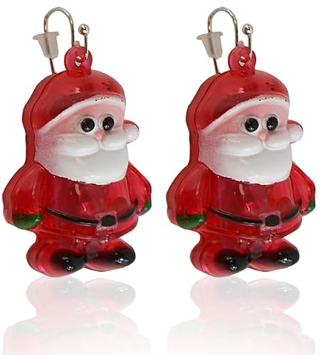 HOVUK Blinkende Leucht-Ohrringe, Weihnachten, leuchtet im Dunkeln, LED-Weihnachtsmotiv, 6cm, Metall und Kunststoff