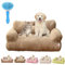 Gienslru Calming Pet Sofa, Calming Dog Bed Fluffy Plush pet Sofa, Memory Foam Removable Washable Pet Sofa, for Medium Small Dogs ＆Cats (Coffee, M)