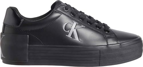 Calvin Klein Damen Vulcanized Sneaker Flatform Low aus Leder, Schwarz (Triple Black), 37