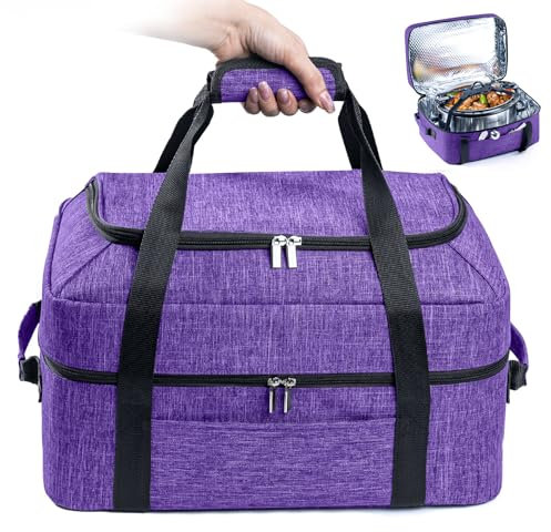 Doppellagige Tragetasche für 6–8 Quart CrockPot und Hamlton Beach Slow Cooker, Reisetasche mit Deckelverschluss für Crock-Pot, tragbare Tragetasche, Slow Cooker-Tasche