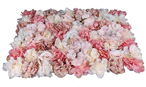 Künstliche Blumenwand Blume Wandpaneel Wand Kunstblumen Hintergrund Hochzeit Blumengestecke Hortensien Dekoblumen Unechte Seidenblumen Gesteck Dahlien, Rosen, Hortensien,6st