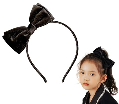 scicent Haarschmuck Schwarz Haarreif mit Große Schleife Stirnband Samt Haarband Wunderschön Damen Haarbänder für Frauen und Mädchen - 3001