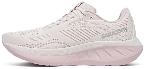 Saucony Women's Ride 18 Sneaker, Moon/Woodrose, 10 Wide