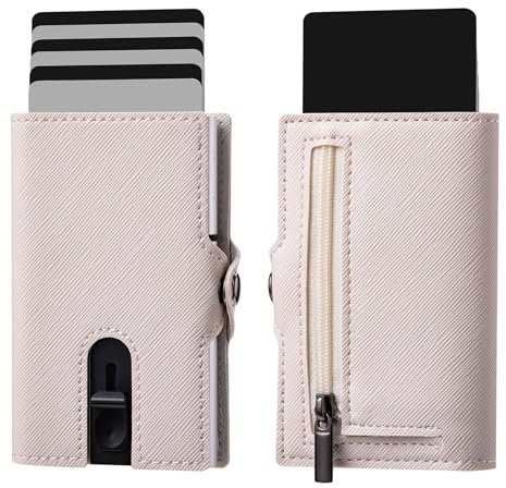 VpiuV® Geldbörse Herren - portmonee Herren - kreditkartenetui mit RFID-Schutz - Wallet mit münzfach - Kartenhalter für Herren aus blauem Aluminium mit Geldbörse – Kratzfest, Weiß