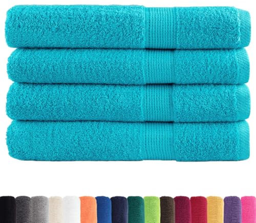 vidaXL Asciugamani Sauna 4 pz Turchesi 80x200 cm 600 g/m² 100% Cotone, asciugamano, asciugamano super morbido, asciugamano sauna nudo