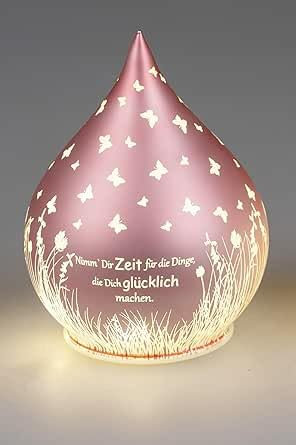 formano Frühlingslicht Frühlingsdekoration Dekolicht Deko-Kugel Sommerzeit mit LED-Licht 14cm aus Farbglas beleuchtet, stehend mit Spruch: Nimm Dir Zeit...