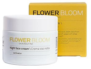Flower Bloom, Night Face Cream, Nachtcreme auf Basis von Hanf und Hyaluronsäure, pflegend und regenerierend, geeignet für empfindliche Haut, Made in Italy, 50 ml