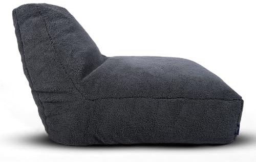 Littens Large Teddy Fleece Bean Bag Lounger Charcoal Grey - Plush, Cozy Seat for Living Room, Bedroom and Gaming, 90cm x 75cm