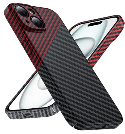 Phoneaura Schutzhülle für iPhone 14 Mit Carbon Optik, Kompatibel Mit MagSafe, Panzer Schutz, Flaches Design, 2 Schutzgläser Inklusive