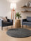 Interiyou Hochflor Teppich Sofia - 80x80 cm Rund Grau - flauschig und einfarbig - waschbar und rutschfest - weicher Langflor