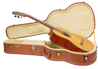 Crossrock Relief Series Classical Guitar Case for 4/4 Nylon-String | Carved Red Wood Finish, Ivory Plush Interior, Lock – Premium Wooden Hardshell - Redwood（CRW630CRO）