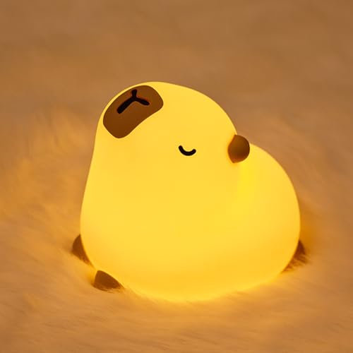 Refluxe Capybara Nachtlicht, Silikon Tier LED Touch Lampe, Dimmbares Nachtlicht mit Timer, Wiederaufladbare Nachttischlampe, Raumdekoration, Geschenk für Jungen und Mädchen(Capybara)