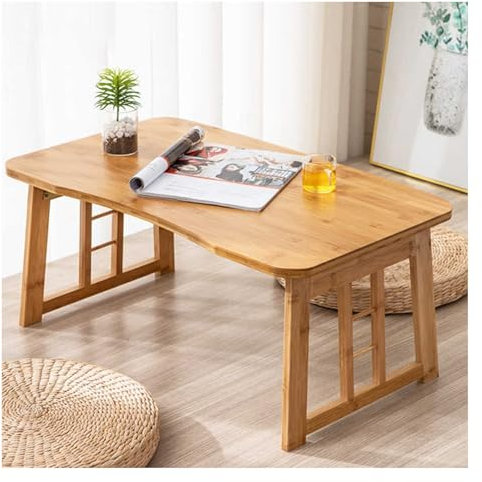 HBOOMOEM Tablet Tisch Betttisch，Betttablett Notebook，Laptop Betttisch Klappbar Tragbar，Laptoptisch for Bett & Couch，Modern Und Schlicht, Aus Hochwertigem Bambus, Faltbar.(Wood,Large Arc)