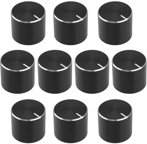 Create idea 10 Stück 13 Mm X 15 Mm Aluminium-Potentiometerknopf Drehknopf Lautstärkeregler Passend für 6 Mm D-Typ-Wellenpotentiometer Schwarz