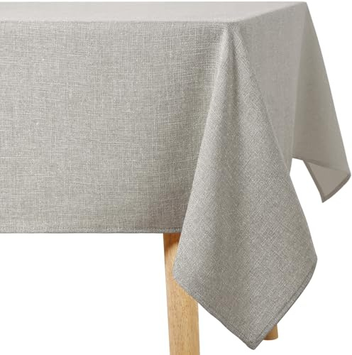 Homaxy Glitzer Tischdecke Abwaschbar Leinenoptik Rechteckig 100x140cm Tischtuch Wasserabweisend mit Lotuseffekt Fleckschutz Tischwäsche für Wohnzimmer, Esszimmer, Party, Hellgrau
