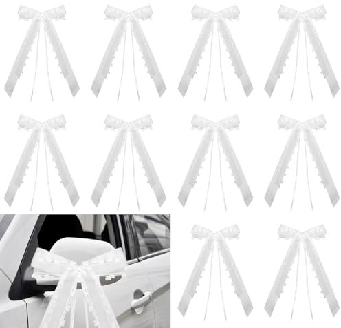 10 Stück Autoschmuck Hochzeit,Weiß Hochzeitsdeko Auto,Autoschleifen Hochzeit,Auto Deko Hochzeit,Schleifen Auto Hochzeit,Hochzeitsschmuck Auto,Hochzeitsauto Deko,Dekoration Hochzeitsschleifen fürs Auto